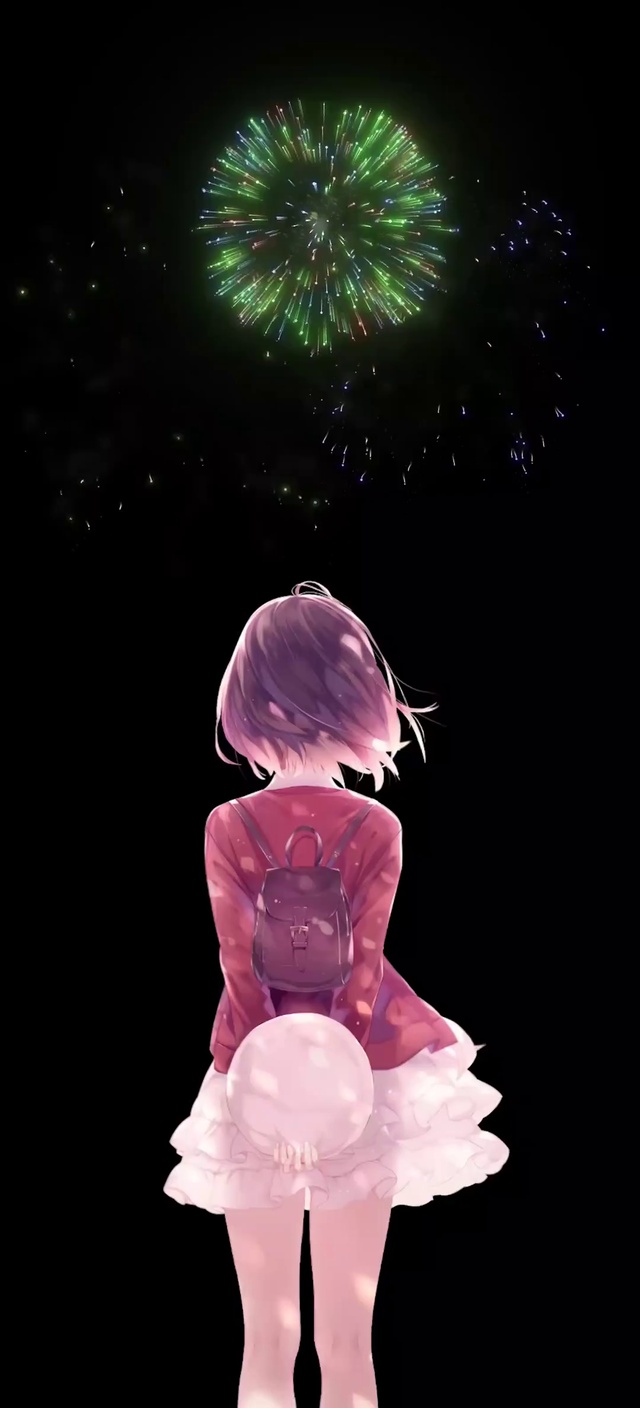 动漫少女与烟花