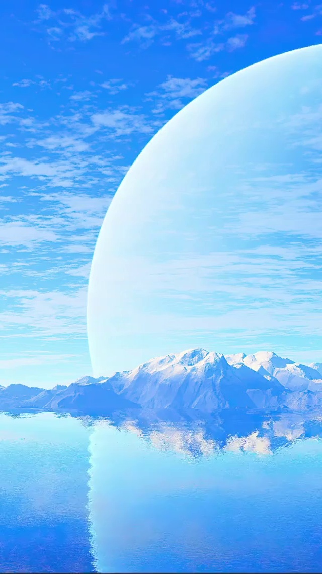 蓝天白云清澈湖