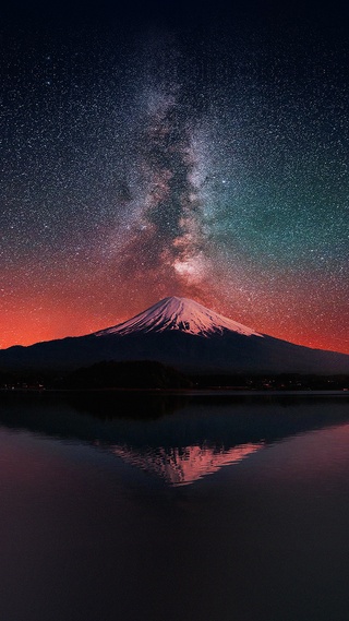 富士山,极光,壮阔,海洋,星空,唯美