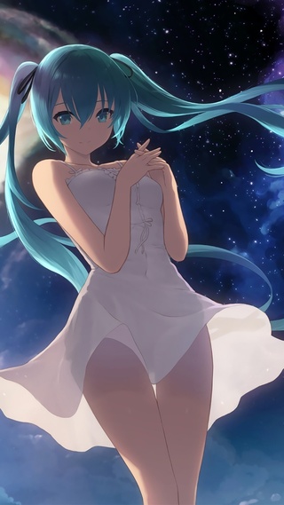 初音未来 白色连衣裙 星空动漫壁纸壁纸