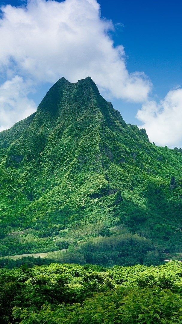 藍天白雲 夏威夷 青山 風景大片壁紙