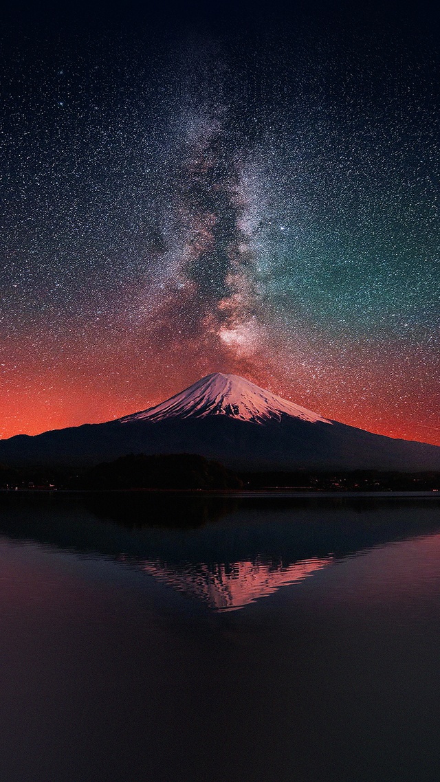 富士山,極光,壯闊,海洋,星空,唯美