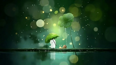4K清新绿 雨天小自然