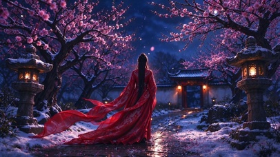 4K古风雪夜