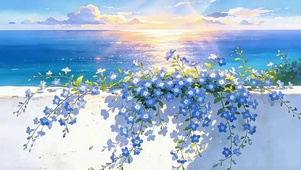 海畔蓝花曳