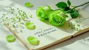 治愈绿玫瑰文字