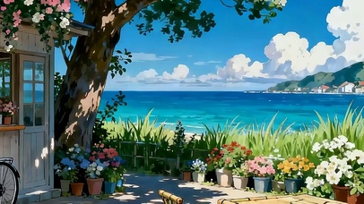 海景树木带鱼屏