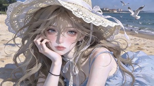 4K清纯治愈蕾丝帽女孩