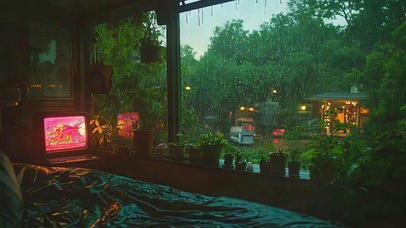 雨天树木