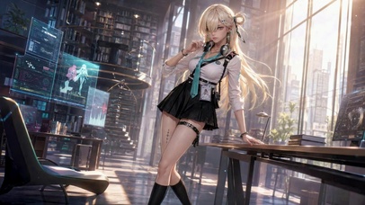 赛博都市金发美少女