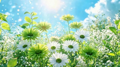 清新阳光雏菊花海