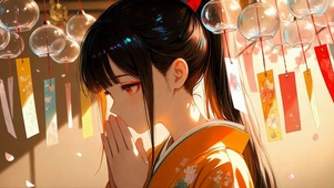 风铃下的祈愿美少女