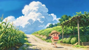吃西瓜乡村小新