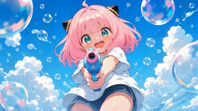夏日玩水可爱女孩阿尼亚