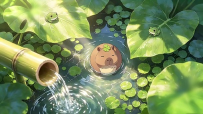 森林流水边卡皮巴拉