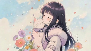女孩和她的猫