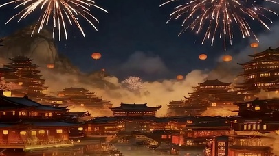 中秋夜景带鱼屏