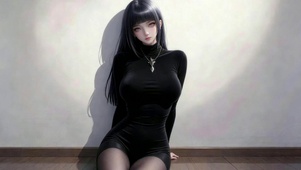 黑裙冷峻美少女