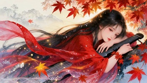 古风抱琴少女
