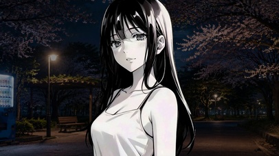动漫少女在现实公园超宽带鱼屏