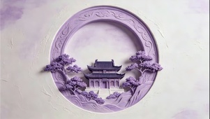 极简紫色立体浮雕