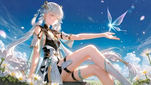 晴空少女戏蝶-今汐