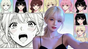 漫画背景金发清纯美女