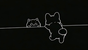 简约粉笔线条画 猫狗