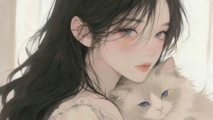 女孩和她的猫