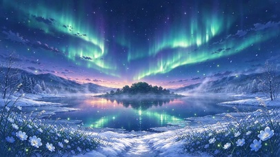 极光雾屿静谧湖