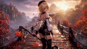 秋日枫林二次元美少女