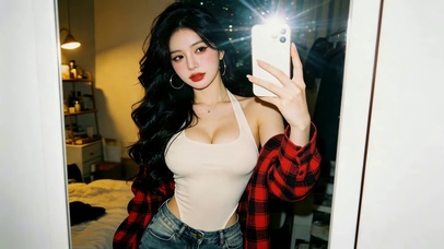 治愈拍照的女孩