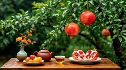 石榴树下的下午茶