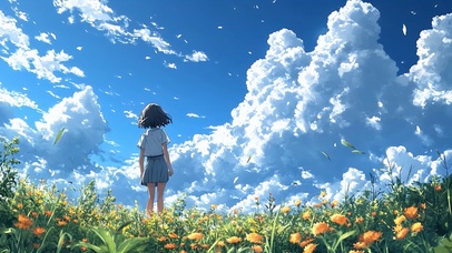 天空下的女孩