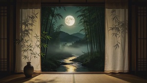 竹窗望月I一窗山野清梦