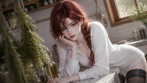 红发衬衫少女