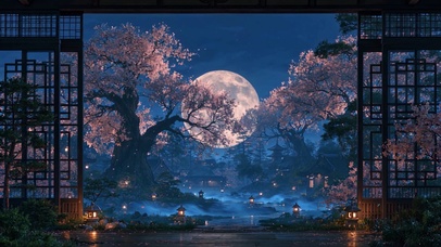 月下的樱花