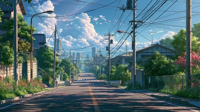 动漫街道风景