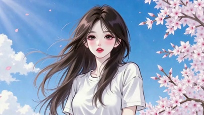 樱花晴空下的清纯美少女
