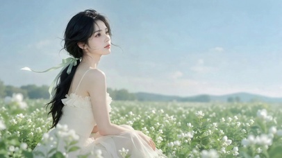 清新花田温柔美女