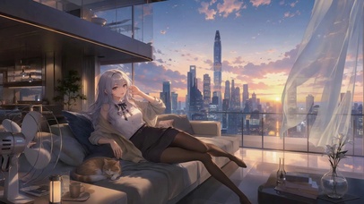 黄昏都市慵懒美少女