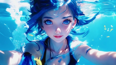 海蓝与星瞳少女