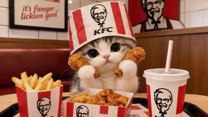 可爱贪吃猫咪