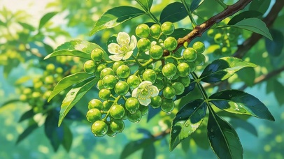 唯美的绿色果实