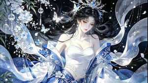 青花蝶舞少女