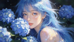 治愈蓝发女孩