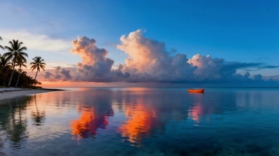晚霞湖面