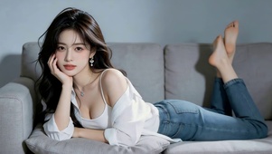可爱沙发上女孩