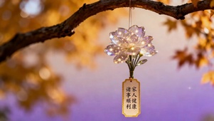 树枝上水晶花束祈福卡