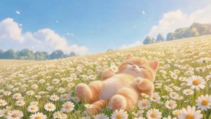 鲜花上猫咪